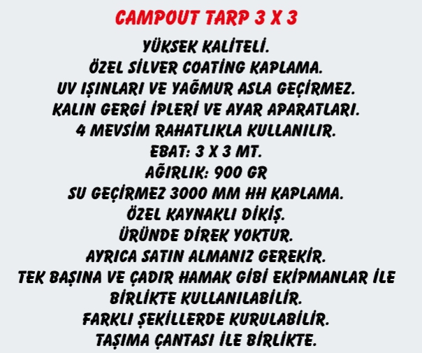 CAMPOUT TARP 3X3