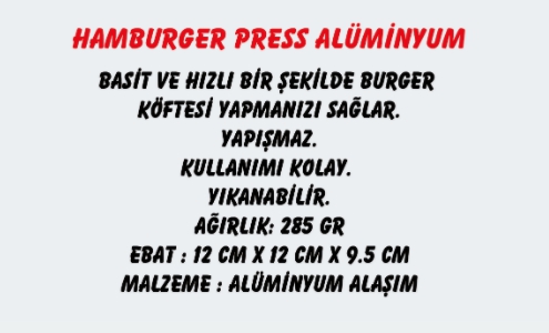 CAMPOUT HAMBURGER PRESS ALÜMİNYUM